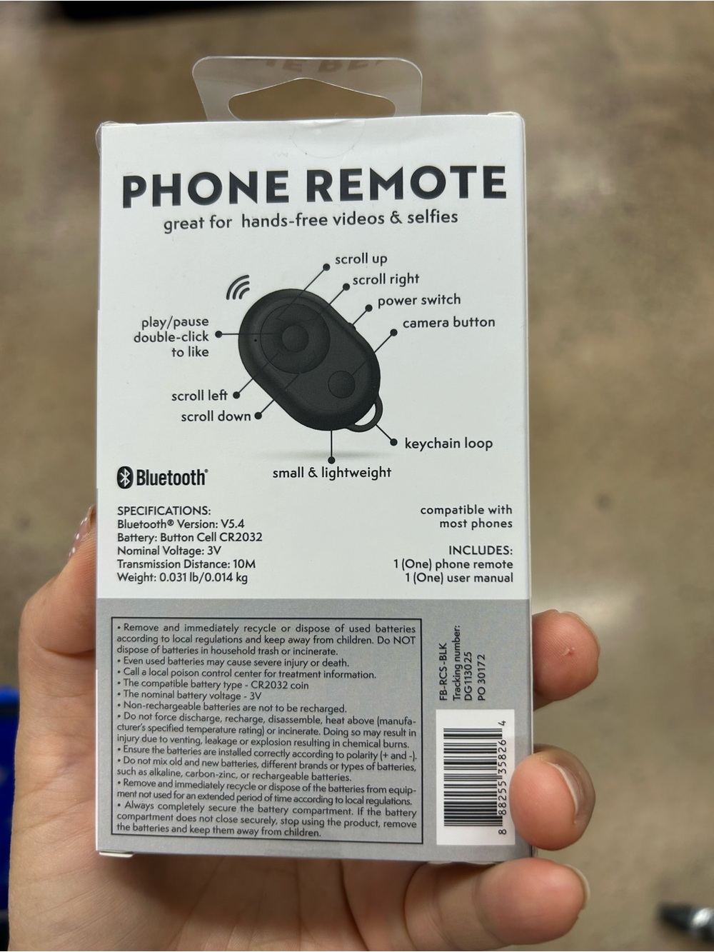 Phone Remote Bluetooth Shutter - Black